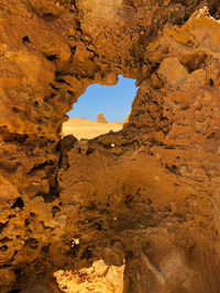 Rock formations seen through hole