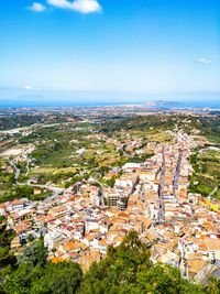 High angle view of townscape against sky