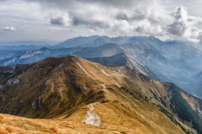 Scenic view of mountains against sky