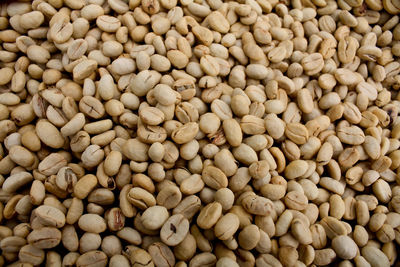 Full frame shot of raw coffee beans for sale at market