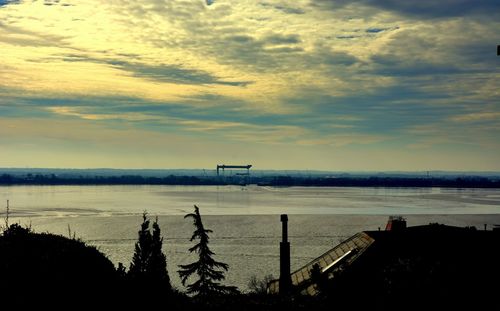Scenic view of sea at sunset