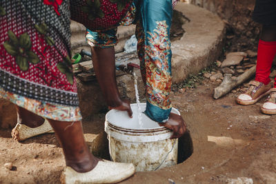 Low section of collecting water from tap