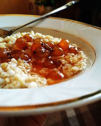 Close-up of meal served in plate