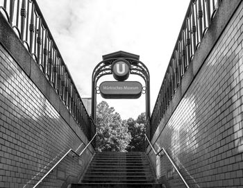 Low angle view of staircase against sky