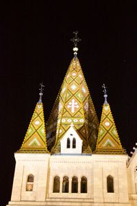 Low angle view of cathedral against sky at night