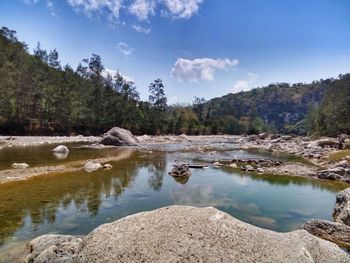 Scenic view of lake against sky