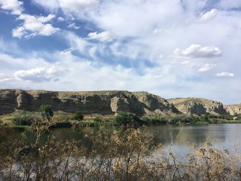 Scenic view of lake against sky