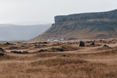 Typical icelandic landscape with mountains, rock, hills and remote spaces.