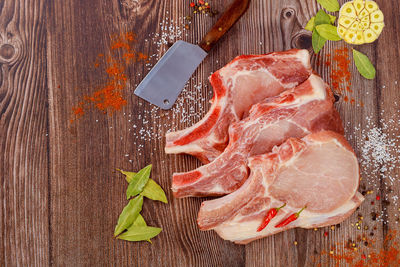 High angle view of food on table