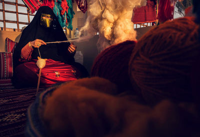 People sitting in snow