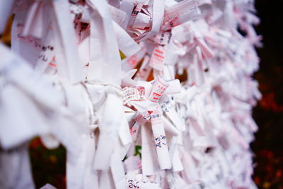 Paper on railing at shrine