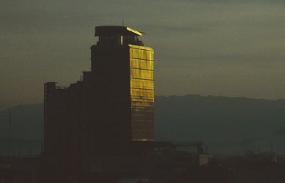 View of buildings against sky at sunset