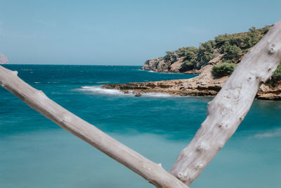 Scenic view of sea against clear sky