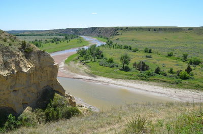 Scenic view of landscape against clear sky