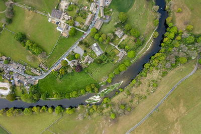 High angle view of buildings in city