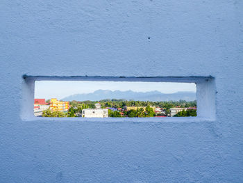 Close-up of window on wall of building