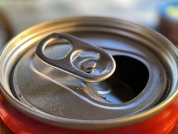 High angle view of drink on table