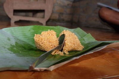 Close-up of food on table