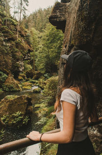 Woman looking at valley