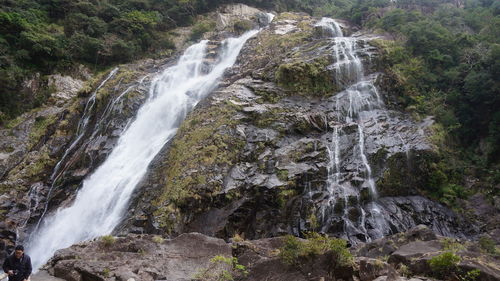 Scenic view of waterfall