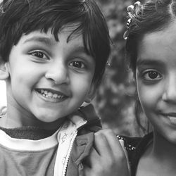 Close-up portrait of happy children