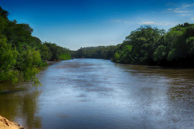 River amidst trees against sky
