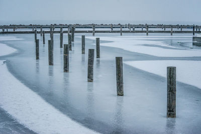 Scenic view of frozen sea against sky