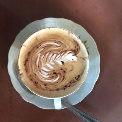 Directly above shot of cappuccino on table