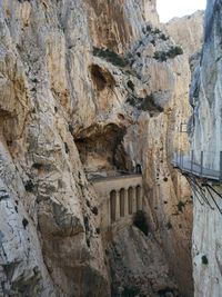 Low angle view of rock formations