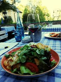 Close-up of salad in plate on table