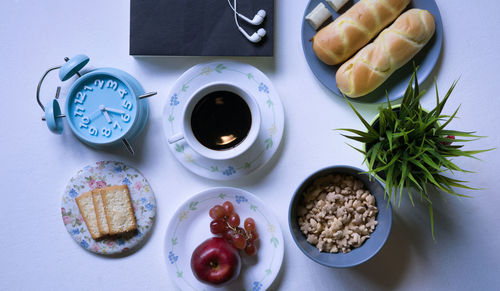 Directly above shot of breakfast on table