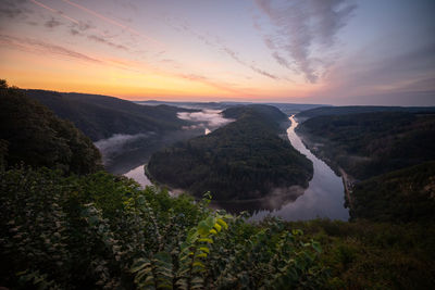 Saarschleife in mettlach, saarland, view from cloef. saar loop is one of natural wonders in germany.