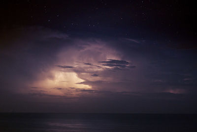 Scenic view of sea against sky at night