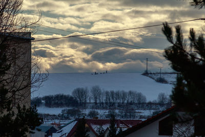 Scenic view of snow covered trees against sky