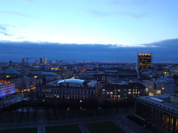 High angle view of buildings in city