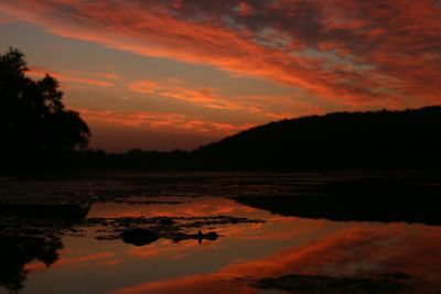 Scenic view of sunset over lake