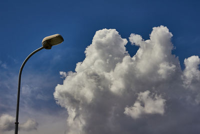 Low angle view of street light against sky