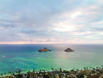 Scenic view of sea against cloudy sky