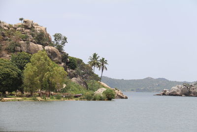 Scenic view of sea against clear sky