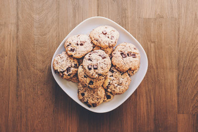 High angle view of cookies on table