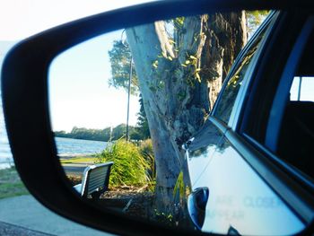 Reflection of car on road