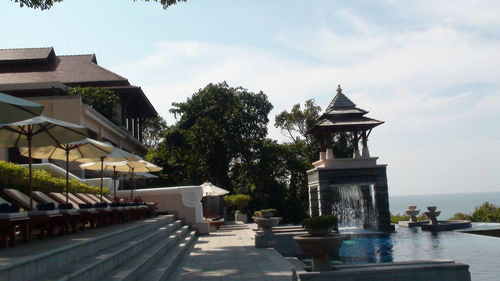 View of swimming pool against building