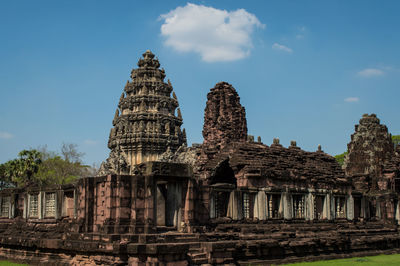 Low angle view of temple building against sky