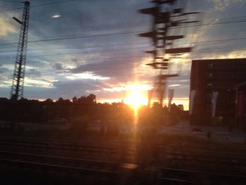 Electricity pylon at sunset