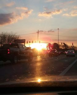 Sunset over road