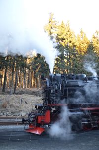 Smoke emitting from train