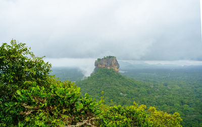 View on sigiriya rock from pidurangala rock. sri lanka.