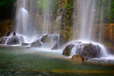 Scenic view of waterfall in forest