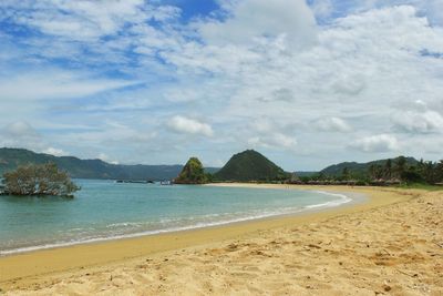 Scenic view of beach against sky