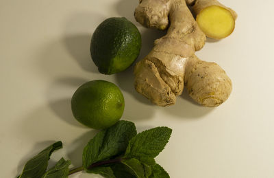 High angle view of fruits on table